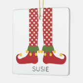 クリスマス小妖精や小人キッズネームフェスティバル休日おもしろい セラミックオーナメント (左)