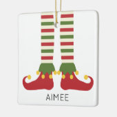 クリスマス小妖精や小人キッズネームフェスティバル休日おもしろい セラミックオーナメント (左)