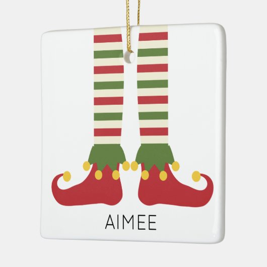 クリスマス小妖精や小人キッズネームフェスティバル休日おもしろい セラミックオーナメント (左)