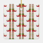 クリスマス小妖精や小人キッズネームフェスティバル休日おもしろい セラミックオーナメント (裏面)