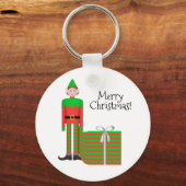 クリスマス小妖精や小人キーチェーストライプのン – ギフトパッケージ キーホルダー (正面)