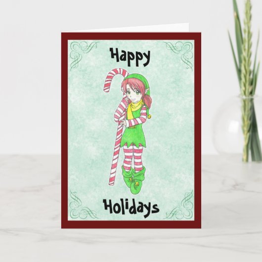 クリスマス小妖精や小人グリーティングカード シーズンカード (正面)