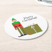 クリスマス小妖精や小人コースター – Chevron Gift Package ラウンドペーパーコースター (アングル)