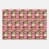 クリスマス小妖精や小人サンタクロース小人3 ラッピングペーパーシート (正面3)