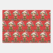 クリスマス小妖精や小人サンタクロース小人3 ラッピングペーパーシート (正面)