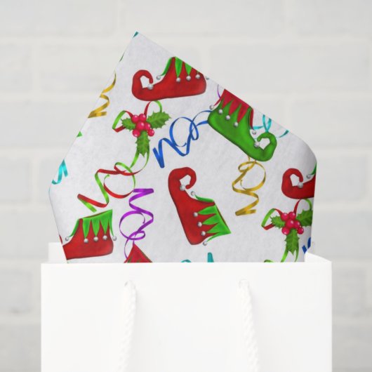 クリスマス小妖精や小人シューパターンティッシュペーパー 薄葉紙 (ギフトバッグ)