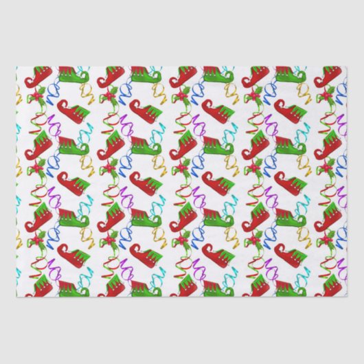 クリスマス小妖精や小人シューパターンティッシュペーパー 薄葉紙 (正面)