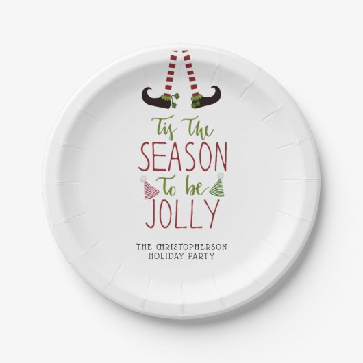 クリスマス小妖精や小人シーズンすてきパーソナライズされた ペーパープレート (正面)