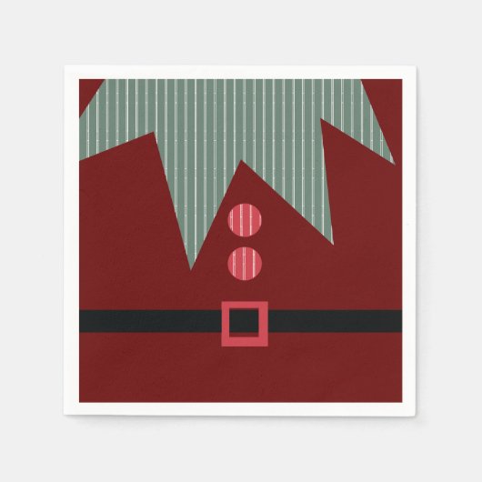 クリスマス小妖精や小人スーツホリデーパーティー スタンダードカクテルナプキン (正面)