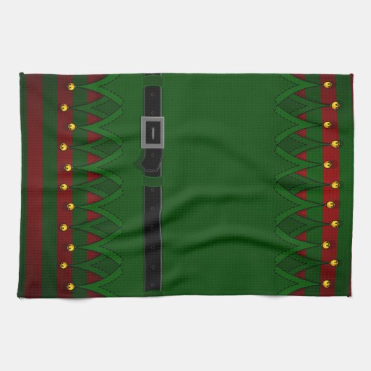 クリスマス小妖精や小人タオカスタムルホリデーティータオル キッチンタオル (横)