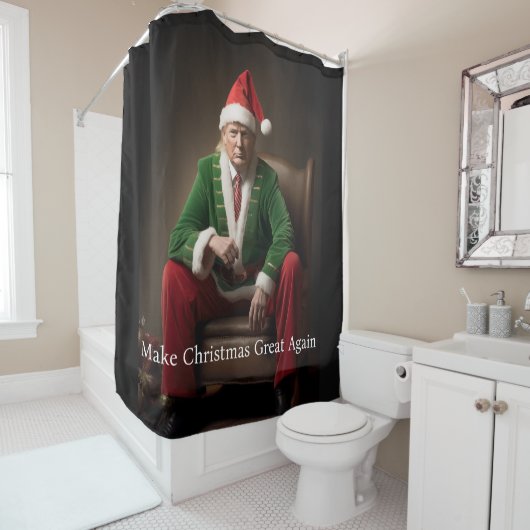 クリスマス小妖精や小人ドナルド・トランプ シャワーカーテン (インサイチュ)