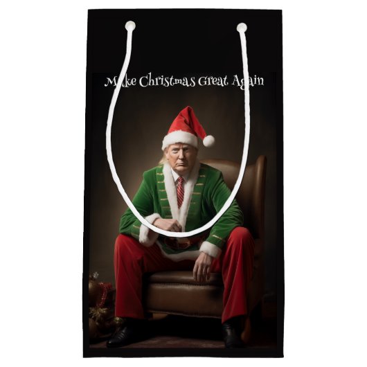 クリスマス小妖精や小人ドナルド・トランプ スモールペーパーバッグ (正面)