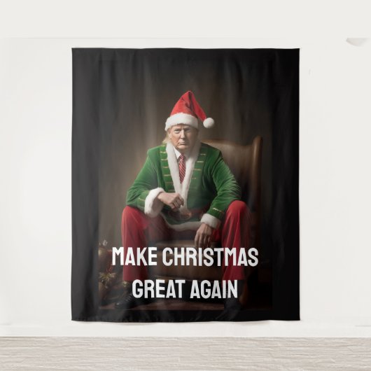 クリスマス小妖精や小人ドナルド・トランプ タペストリー (正面)