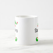 クリスマス小妖精や小人ハットとブーツのパーソナル化可能な名前 コーヒーマグカップ (中央)