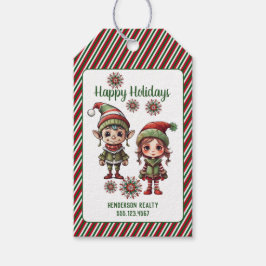 クリスマス小妖精や小人ハッピーホリデー ギフトタグ