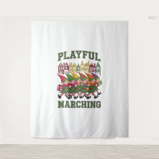 クリスマス小妖精や小人パレード タペストリー (正面)