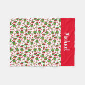 クリスマス小妖精や小人パーソナライズされた フリースブランケット (正面(横))