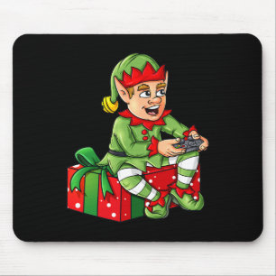 クリスマス小妖精や小人ビデオゲーマーコントローラボーイズ子供Xma マウスパッド