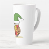 クリスマス小妖精や小人フクロウとプレゼント カフェラテマグ (右アングル)