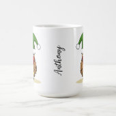 クリスマス小妖精や小人フクロウとプレゼント コーヒーマグカップ (中央)