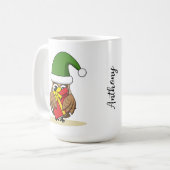 クリスマス小妖精や小人フクロウとプレゼント コーヒーマグカップ (正面左)