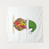 クリスマス小妖精や小人フクロウとプレゼント タペストリー (正面(横))