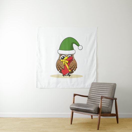 クリスマス小妖精や小人フクロウとプレゼント タペストリー (インサイチュ)