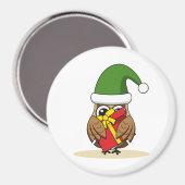 クリスマス小妖精や小人フクロウとプレゼント マグネット (正面/裏面)