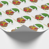 クリスマス小妖精や小人フクロウとプレゼント ラッピングペーパー (角)