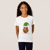 クリスマス小妖精や小人フクロウとプレゼント Tシャツ (正面フル)