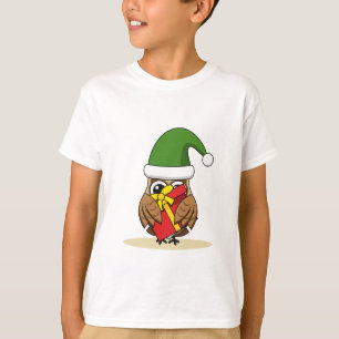クリスマス小妖精や小人フクロウとプレゼント Tシャツ