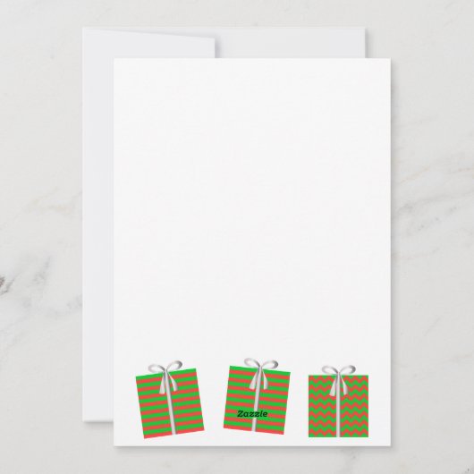 クリスマス小妖精や小人フラットカードストライプの – ギフトパッケージ シーズンカード (裏面)
