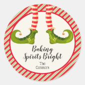 クリスマス小妖精や小人ベーキングスピリッツ明るい ラウンドシール (正面)
