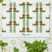 クリスマス小妖精や小人ホリデーエルフィングクルーフェスティバルおもしろい キッチンタオル (折り畳み)