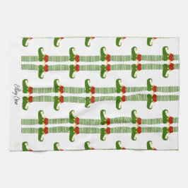 クリスマス小妖精や小人ホリデーエルフィングクルーフェスティバルおもしろい キッチンタオル