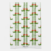 クリスマス小妖精や小人ホリデーエルフィングクルーフェスティバルおもしろい キッチンタオル (縦)