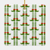 クリスマス小妖精や小人ホリデーファミリー名フェスティバルおもしろい セラミックオーナメント (裏面)