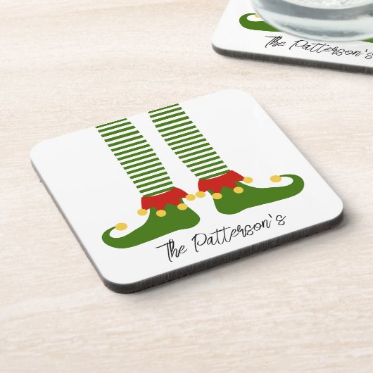 クリスマス小妖精や小人ホリデーブース名フェスティバルおもしろい コースター (左側)