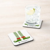 クリスマス小妖精や小人ホリデーブース名フェスティバルおもしろい コースター (右側)