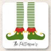 クリスマス小妖精や小人ホリデーブース名フェスティバルおもしろい コースター (正面)