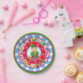 クリスマス小妖精や小人ボーイお洒落キャンディ水玉模様 ペーパープレート (パーティー)