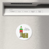 クリスマス小妖精や小人マグネット – Chevron Gift Package マグネット (インサイチュ (食洗機))