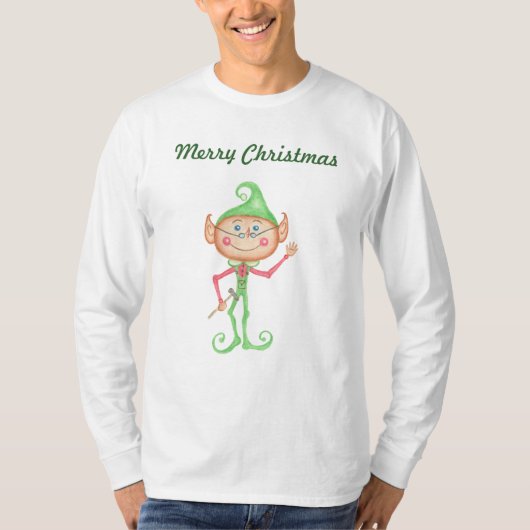 クリスマス小妖精や小人メリークリスマスTシャツ Tシャツ (正面)