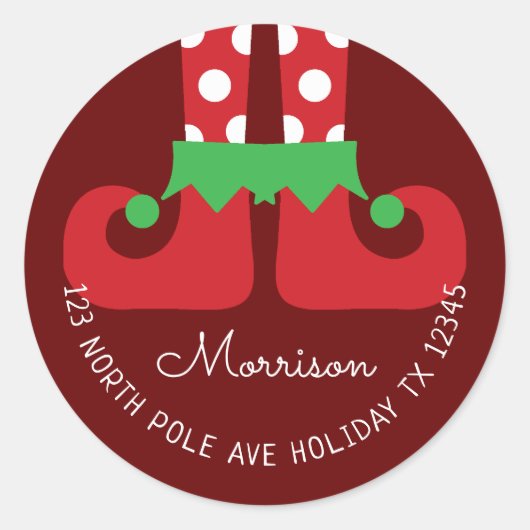 クリスマス小妖精や小人ラウンド差出人住所ラベル ラウンドシール (正面)