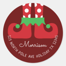 クリスマス小妖精や小人ラウンド差出人住所ラベル