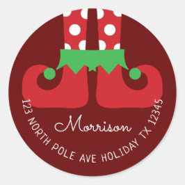 クリスマス小妖精や小人ラウンド差出人住所ラベル ラウンドシール
