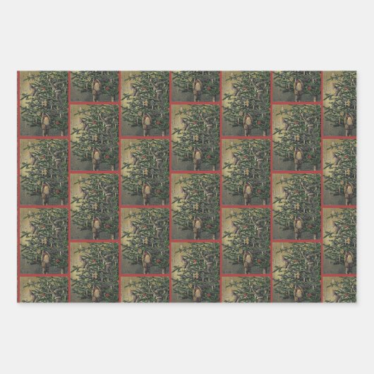 クリスマス小妖精や小人ラッピング紙セット1 ラッピングペーパーシート (正面3)