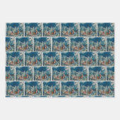 クリスマス小妖精や小人ラッピング紙セット1 ラッピングペーパーシート (正面)