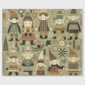 クリスマス小妖精や小人ラッピング紙 ラッピングペーパー (フラット)