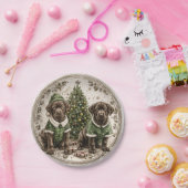 クリスマス小妖精や小人ラブラドールリトリエバーパピー ペーパープレート (パーティー)